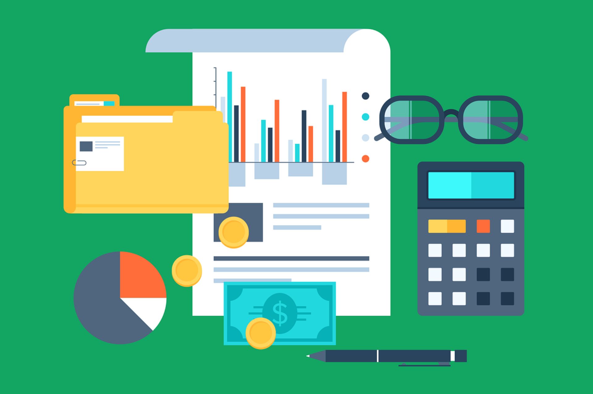 Crypto taxes for beginners: laptop with spreadsheet, calculator, and cryptocurrency coins on desk