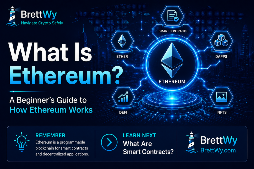 What Is Ethereum? Beginner's guide explaining Ethereum, smart contracts, decentralized applications (dApps), and the Ethereum blockchain.